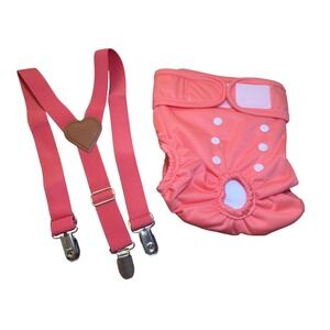 NEW—Pet Dog‎ Pink Suspenders outfit Belly Band